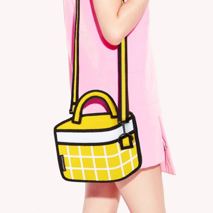 Checkered 3D Cartoon Handbag-yellow (3)
