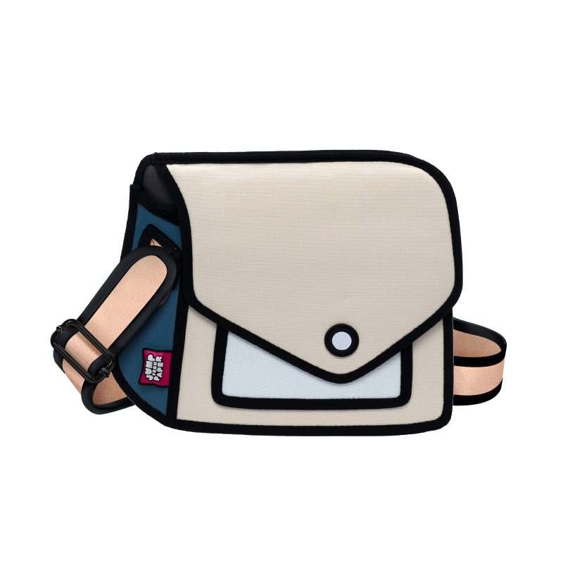 Giggle 2D Cartoon Shoulder Bag- beige (3)