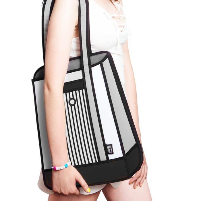 Jumpfrompaper 2D Cartoon Stripe Tote-black (5)
