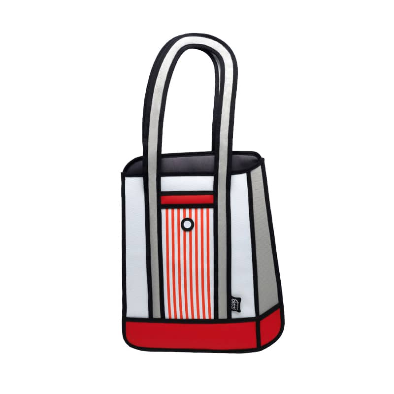 Jumpfrompaper 2D Cartoon Stripe Tote-red (1)