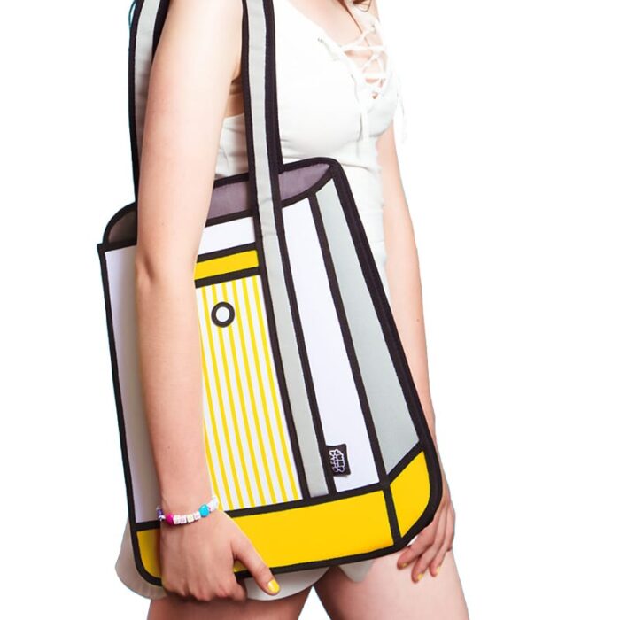 Jumpfrompaper 2D Cartoon Stripe Tote-yellow (4)