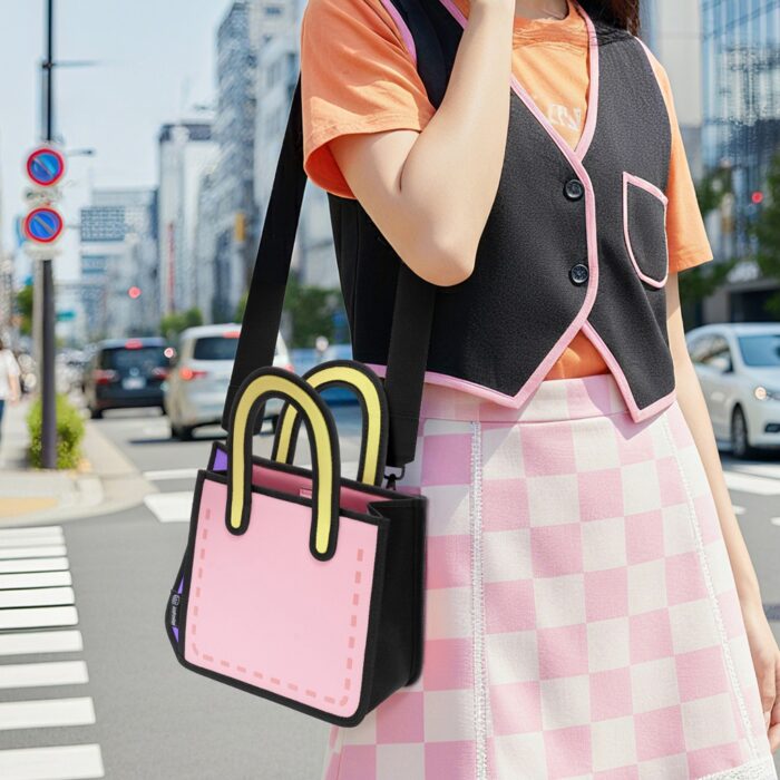 Junior Flat Kawaii 2D Tote-pink (6)